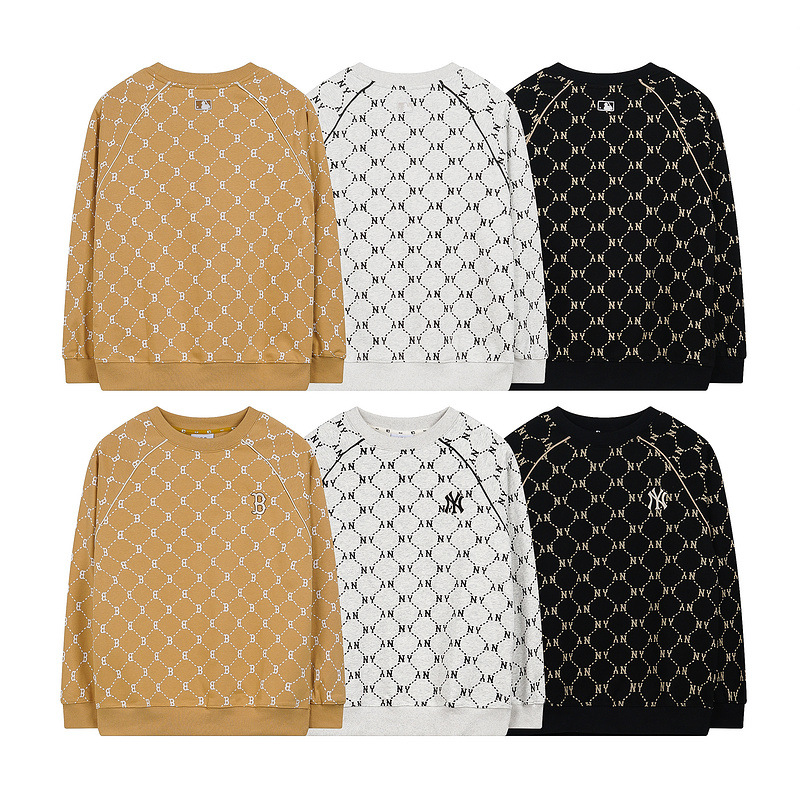 mlb 맨투맨 가을겨울 신상품 빈티지 앙증머리 풀 프린트 래글런 슬리브 라운드 넥 캐주얼 남녀 공용의 탑