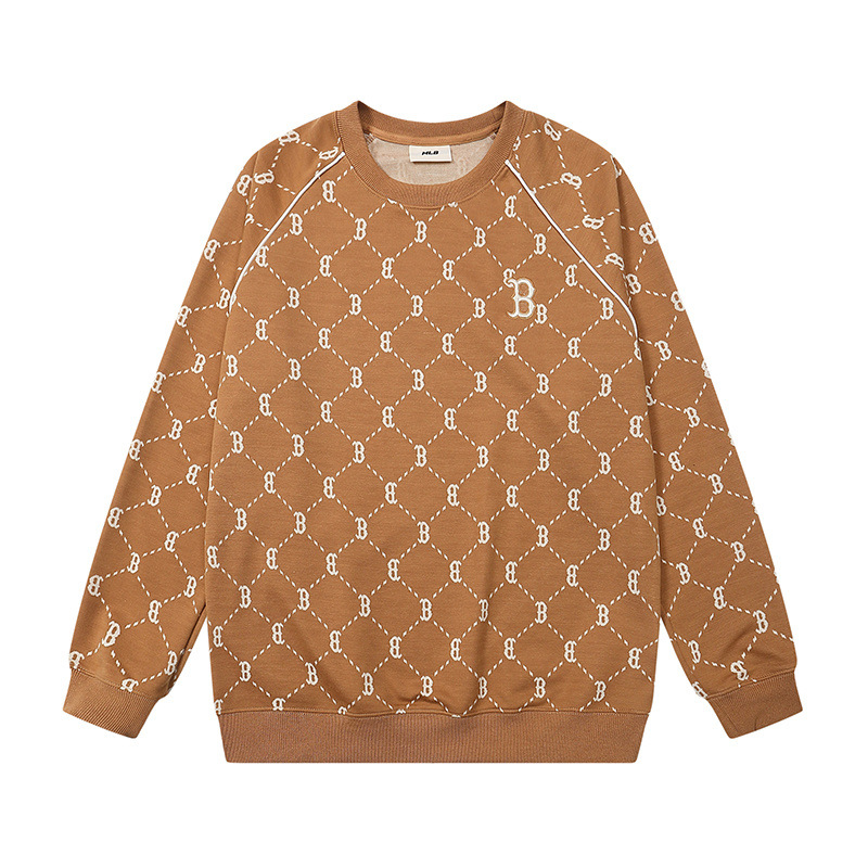 mlb 맨투맨 가을 겨울 신상품 다이아몬드 알파벳 자카드 라운드 넥 캐주얼 남녀 커플 탑