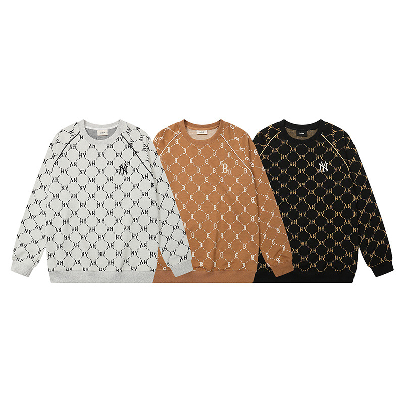 mlb 맨투맨 가을 겨울 신상품 다이아몬드 알파벳 자카드 라운드 넥 캐주얼 남녀 커플 탑