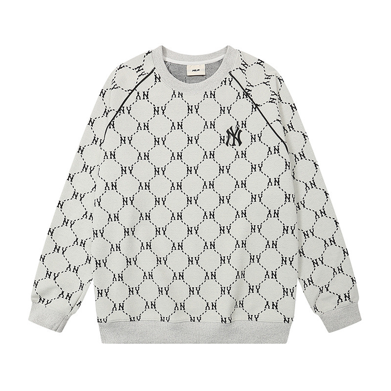 mlb 맨투맨 가을 겨울 신상품 다이아몬드 알파벳 자카드 라운드 넥 캐주얼 남녀 커플 탑