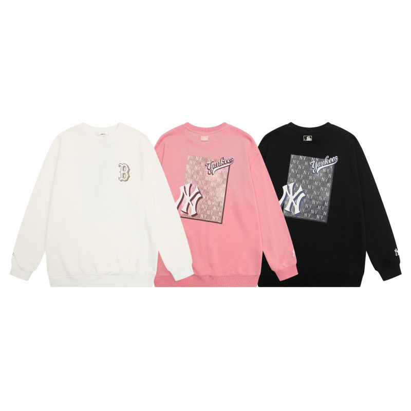 mlb 맨투맨 가을겨울 신상품 빈티지한 데님 오룩 무늬 라운드 넥으로 남녀 구분 없이 매치할 수 있는 탑