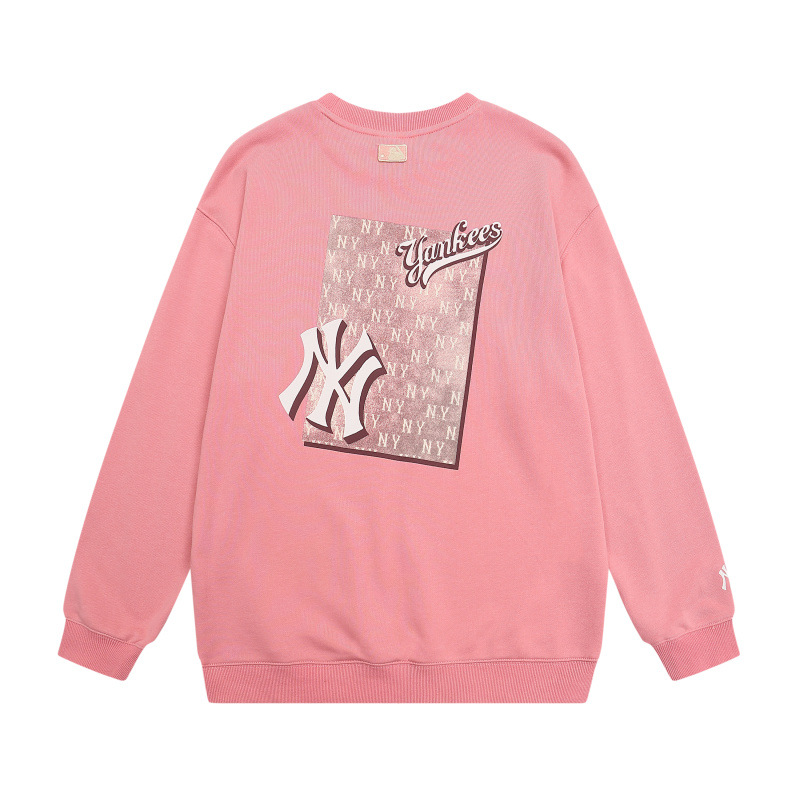 mlb 맨투맨 가을겨울 신상품 빈티지한 데님 오룩 무늬 라운드 넥으로 남녀 구분 없이 매치할 수 있는 탑