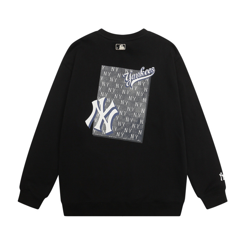 mlb 맨투맨 가을겨울 신상품 빈티지한 데님 오룩 무늬 라운드 넥으로 남녀 구분 없이 매치할 수 있는 탑