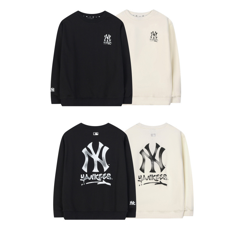 하이 버전 mlb 맨투맨 가을겨울 신상품 클래식 ny 빈티지 레터링 프린팅 라운드 넥 트레이닝 남녀 탑
