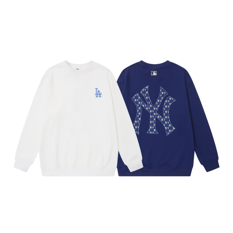 mlb 맨투맨 가을 겨울 신상품 등판 빈티지 레터링 알파벳 프린트 로고 라운드 넥 캐주얼 남녀 탑