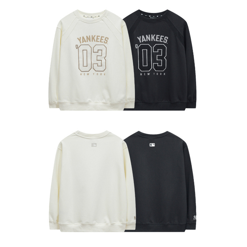 패션 브랜드 mlb 맨투맨 하이 버전의 가을 겨울 신상품 빈티지 스쿨룩 자수 라운드넥 남녀 커플 탑