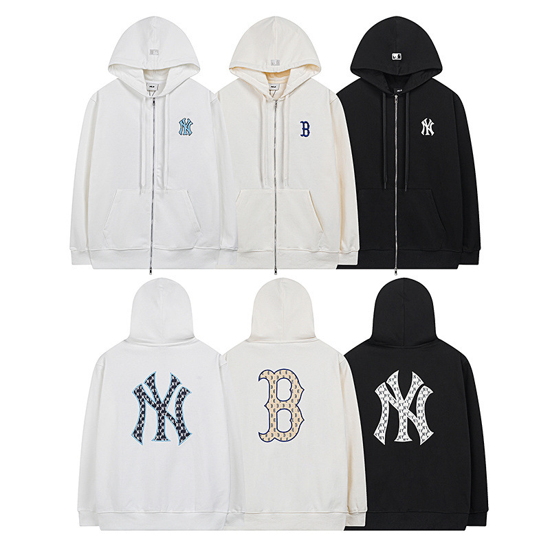 mlb 후드 가을겨울 신상품 빈티지 라지 로고 프린트 카디건 남녀 아우터에도 무난한 스타일링