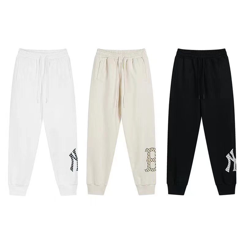 mlb 맨투맨 가을 겨울 신상품 복고 레터링 꽃 로고 프린트 스타일리시한 남녀 공용의 롱 팬츠입니다