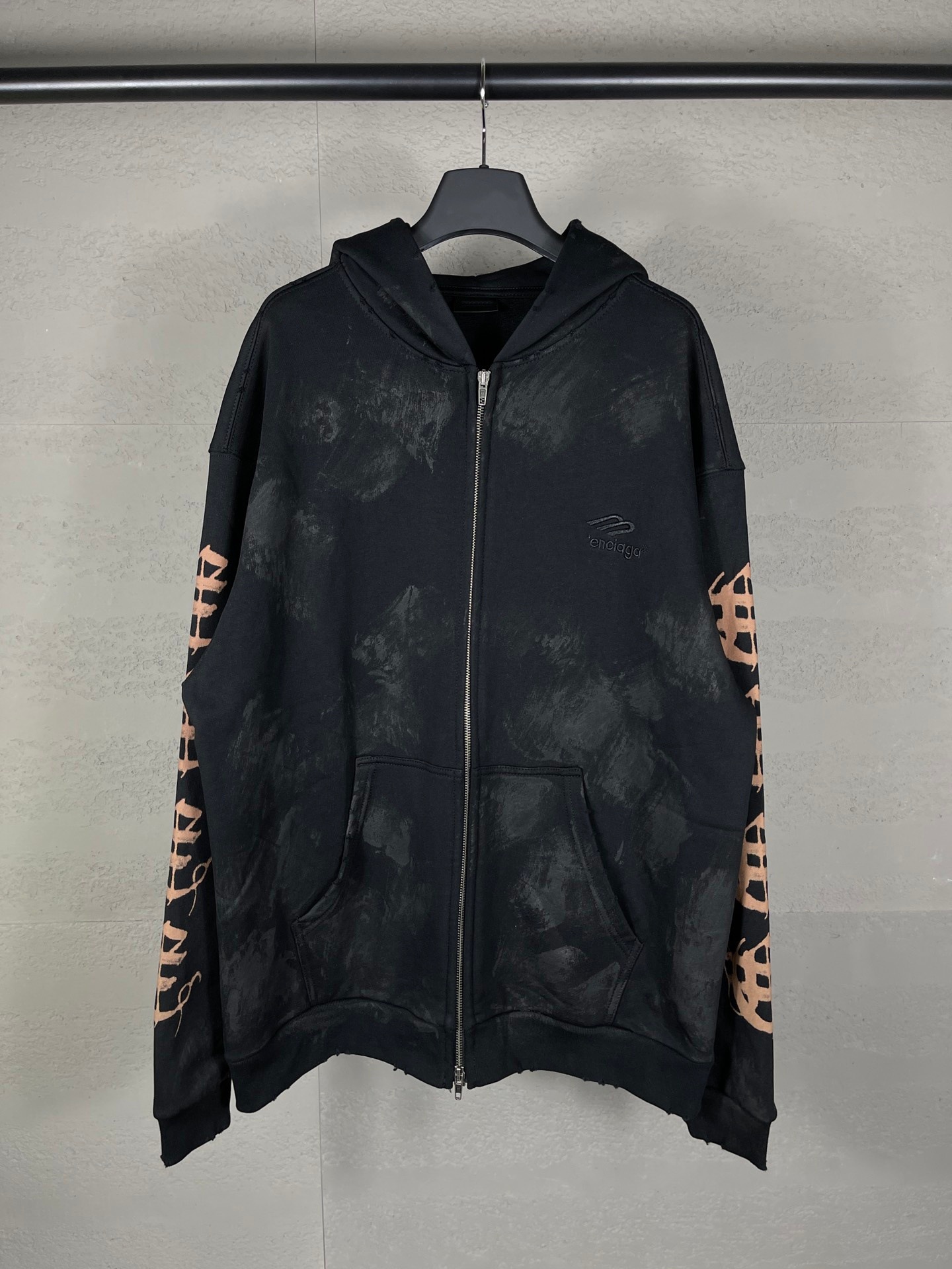 가을 겨울 신상품 스크리트 로고 낙서 구질구질한 지퍼 카디건 맨투맨