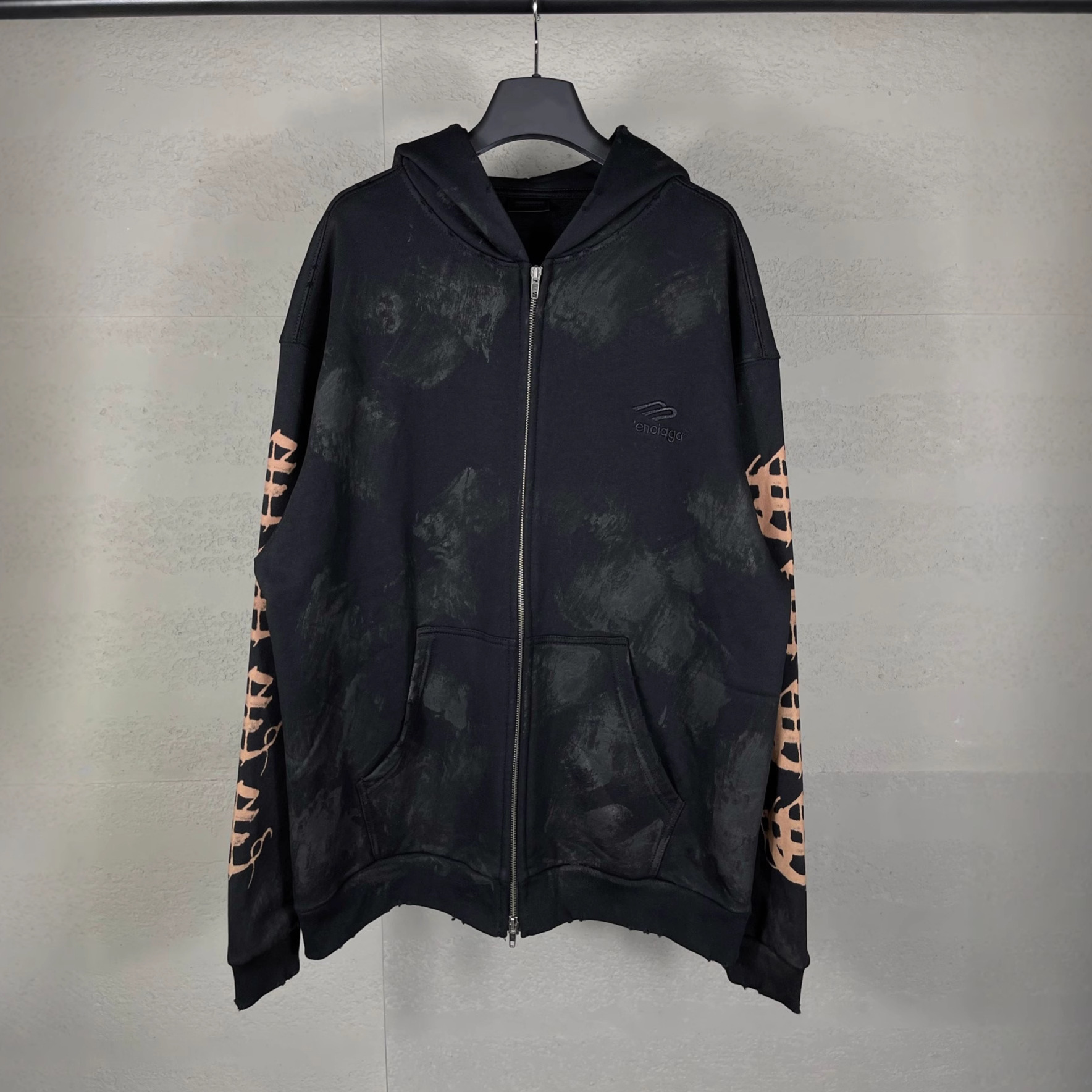 가을 겨울 신상품 스크리트 로고 낙서 구질구질한 지퍼 카디건 맨투맨