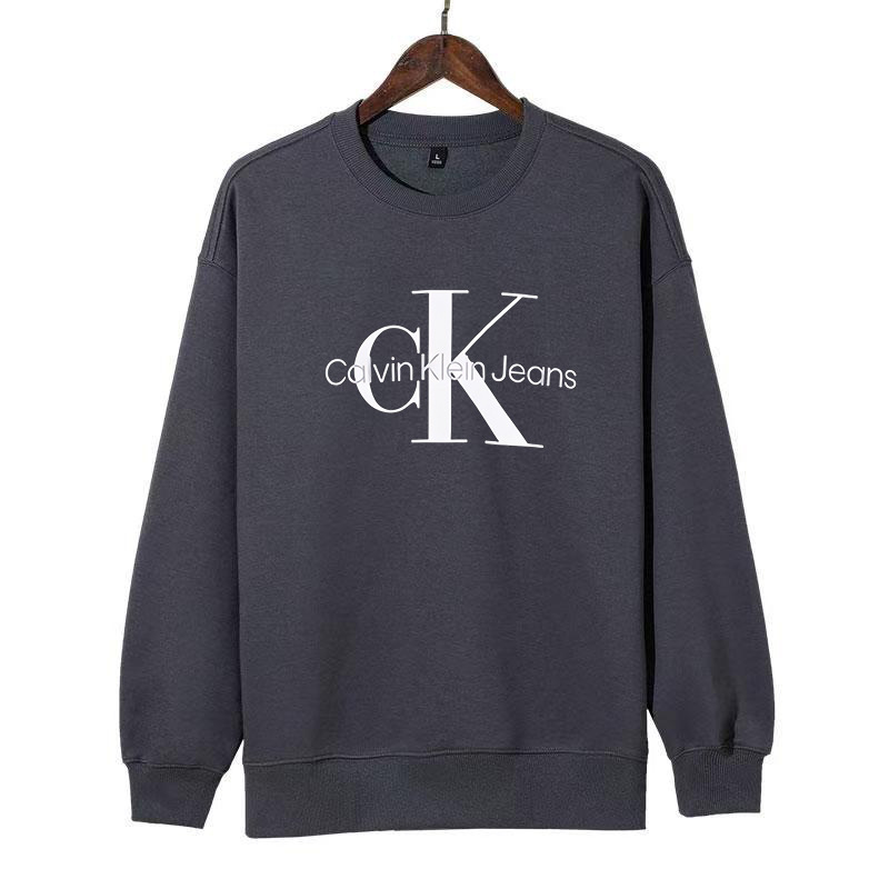 트렌디 하이 버전 ck 더블레터링 자수 라운드 맨투맨 남녀 공용의 스타일입니다