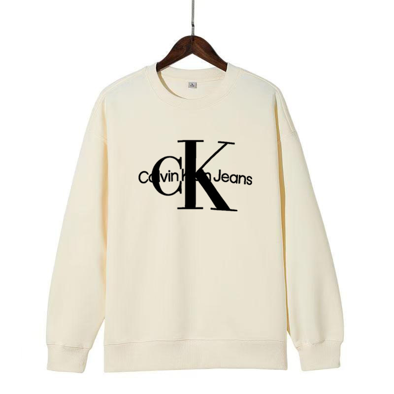 트렌디 하이 버전 ck 더블레터링 자수 라운드 맨투맨 남녀 공용의 스타일입니다