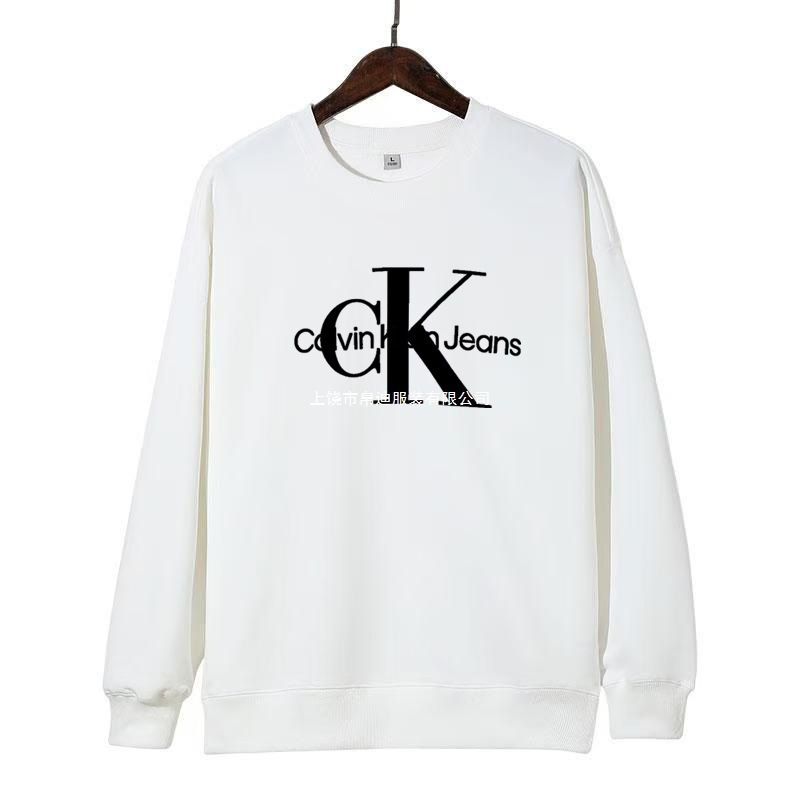 트렌디 하이 버전 ck 더블레터링 자수 라운드 맨투맨 남녀 공용의 스타일입니다