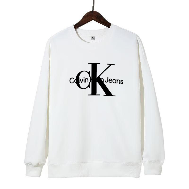 트렌디 하이 버전 ck 더블레터링 자수 라운드 맨투맨 남녀 공용의 스타일입니다