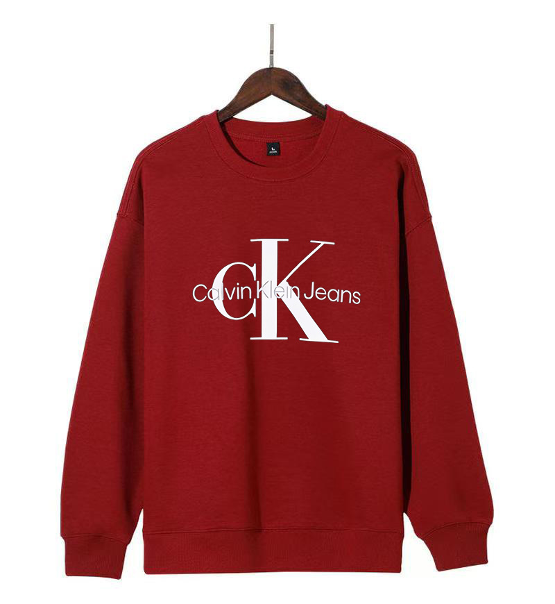 트렌디 하이 버전 ck 더블레터링 자수 라운드 맨투맨 남녀 공용의 스타일입니다