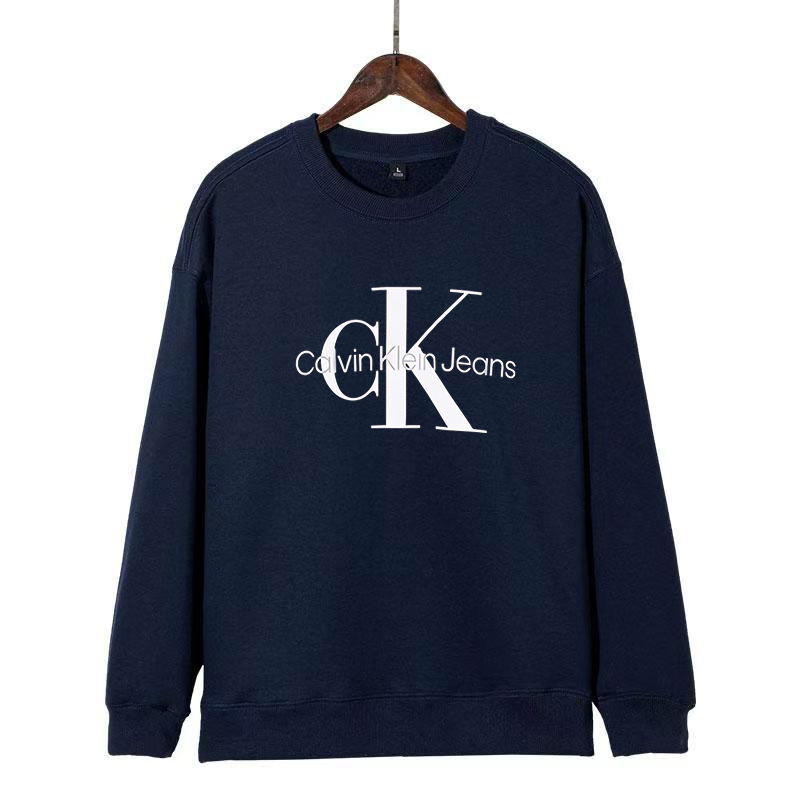 트렌디 하이 버전 ck 더블레터링 자수 라운드 맨투맨 남녀 공용의 스타일입니다