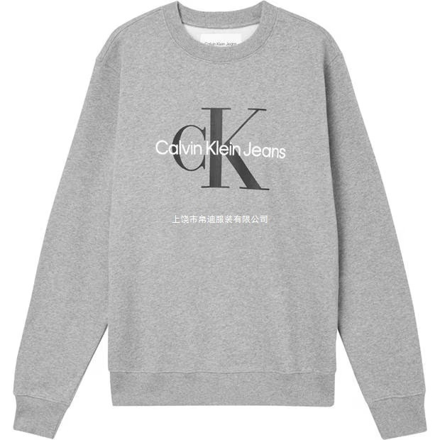 트렌디 하이 버전 ck 더블레터링 자수 라운드 맨투맨 남녀 공용의 스타일입니다