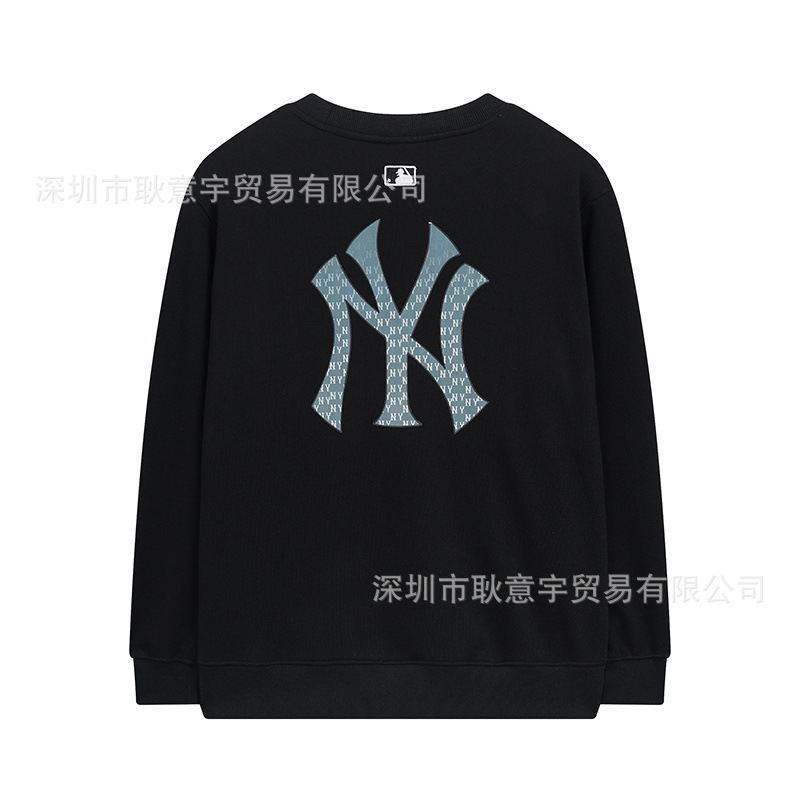 가을 겨울 신상품 패션 mlb 기모 맨투맨이 그라데이션 꽃 큰 로고 ny 프린트 라운드 남녀 커플 탑입니다