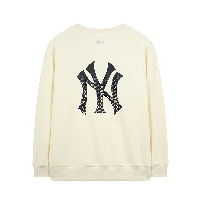 가을 겨울 신상품 패션 mlb 기모 맨투맨이 그라데이션 꽃 큰 로고 ny 프린트 라운드 남녀 커플 탑입니다