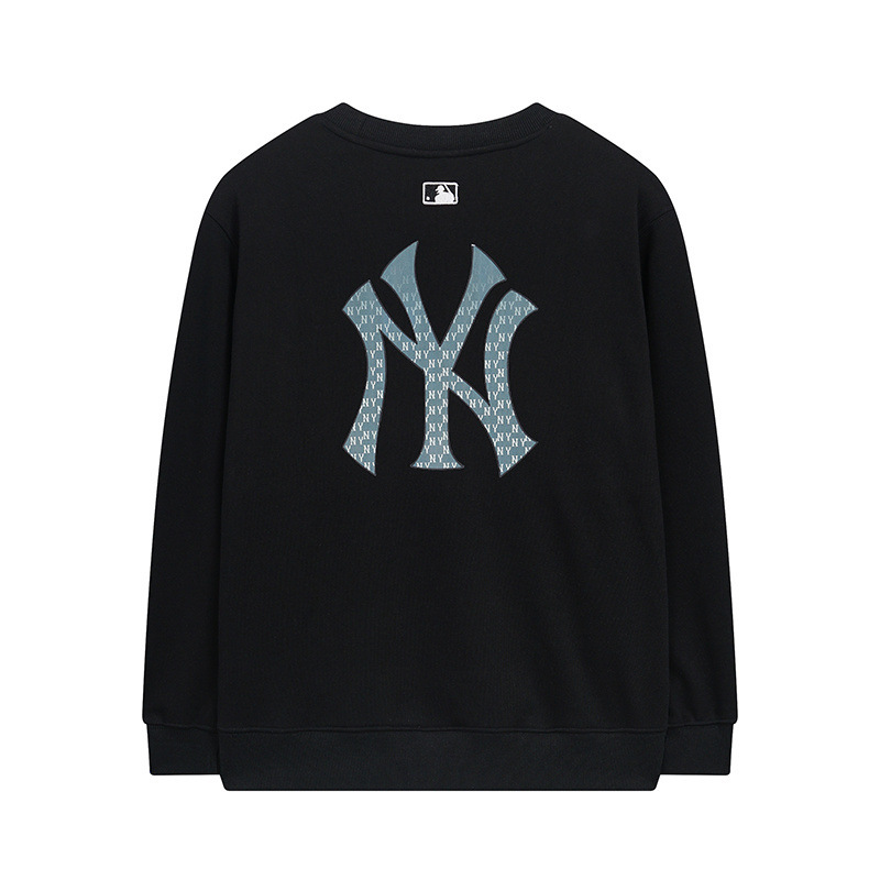 가을 겨울 신상품 패션 mlb 기모 맨투맨이 그라데이션 꽃 큰 로고 ny 프린트 라운드 남녀 커플 탑입니다