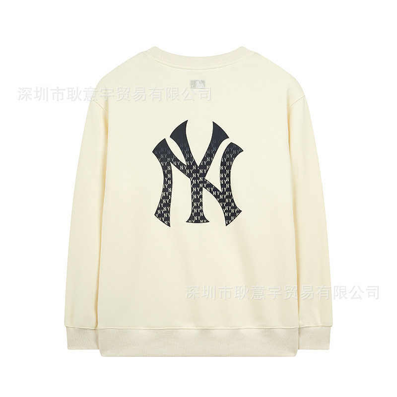 가을 겨울 신상품 패션 mlb 기모 맨투맨이 그라데이션 꽃 큰 로고 ny 프린트 라운드 남녀 커플 탑입니다