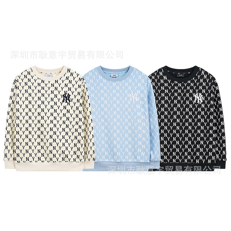 가을겨울 신상 mlb 기모 맨투맨 빈티지 레트로 ny 풀 프린팅으로 스타일리시한 라운드넥 남녀 커플 맨투맨입니다