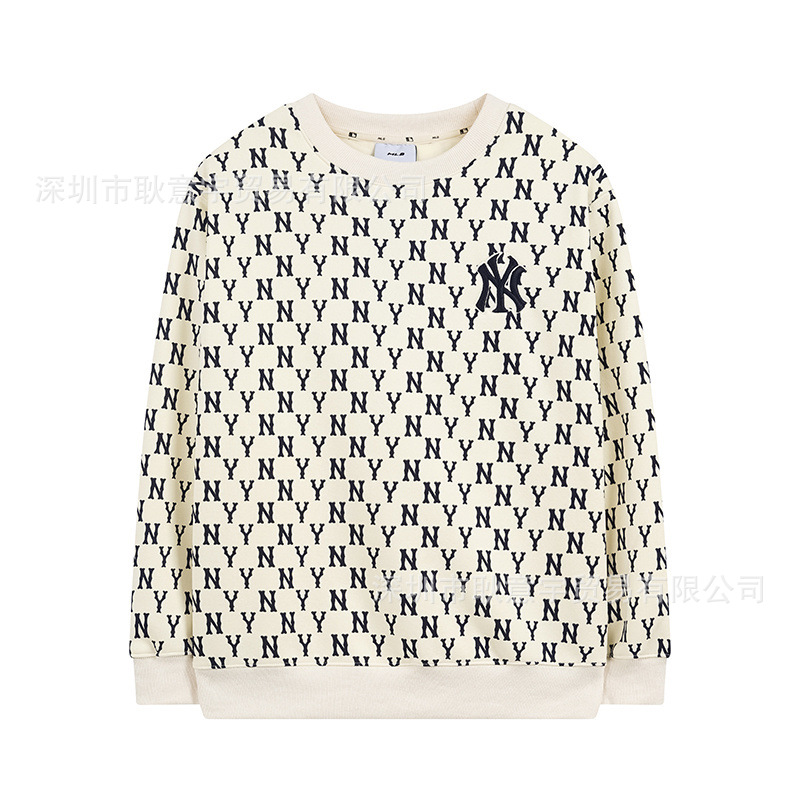 가을겨울 신상 mlb 기모 맨투맨 빈티지 레트로 ny 풀 프린팅으로 스타일리시한 라운드넥 남녀 커플 맨투맨입니다