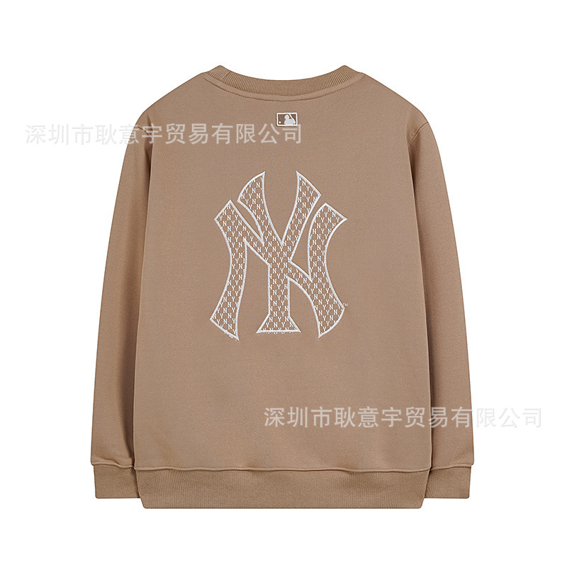 mlb 기모 맨투맨 가을겨울 신상품 빈티지 앙증머리 ny 프레임 자수 라운드넥 남녀 커플 탑