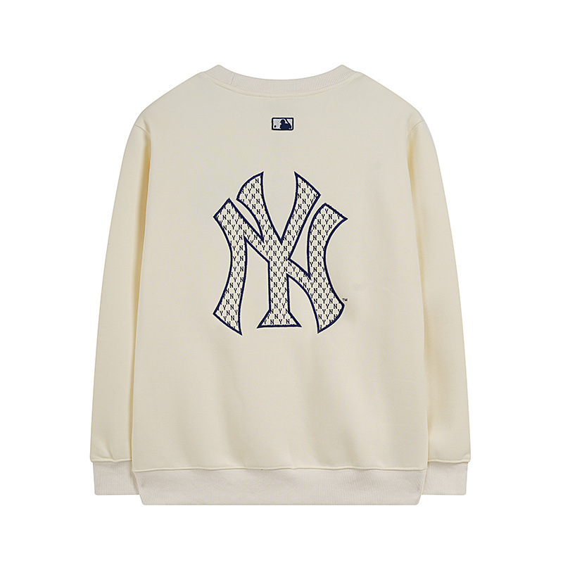 mlb 기모 맨투맨 가을겨울 신상품 빈티지 앙증머리 ny 프레임 자수 라운드넥 남녀 커플 탑