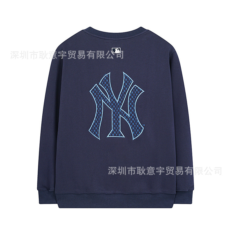 mlb 기모 맨투맨 가을겨울 신상품 빈티지 앙증머리 ny 프레임 자수 라운드넥 남녀 커플 탑