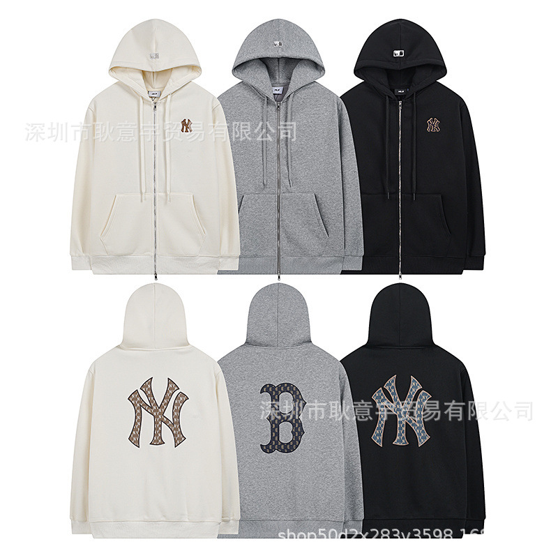 mlb 기모 맨투맨 빈티지 레트로 ny 빅 프린트 카디건 집업 남녀 후드티입니다