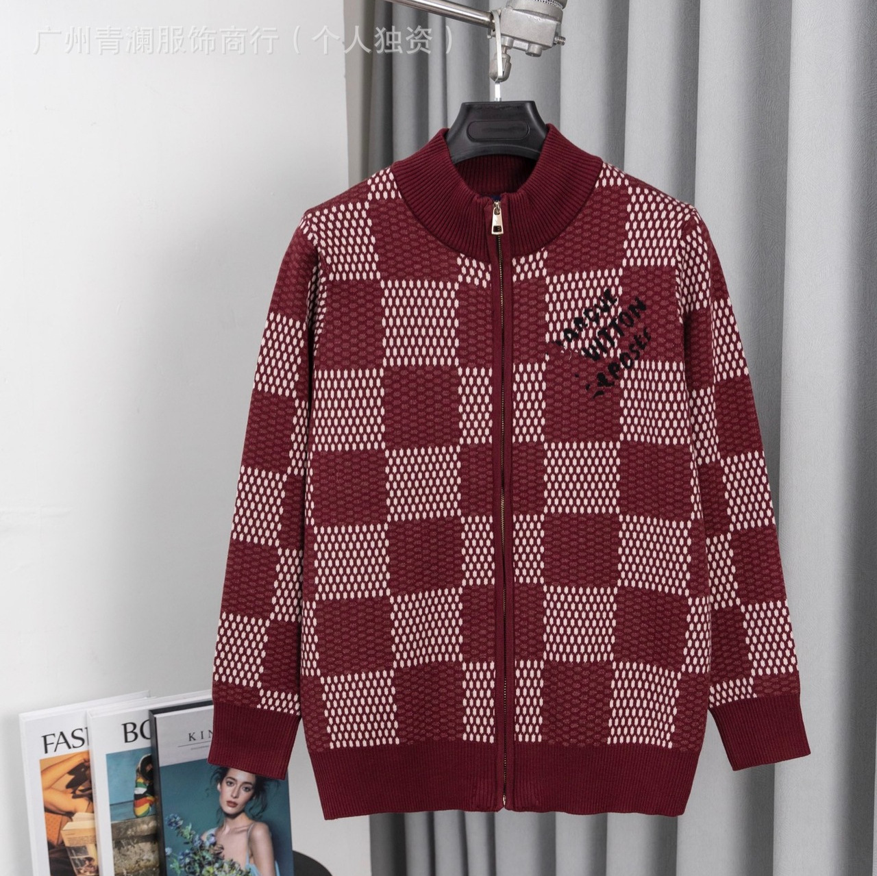 니트 가을 신상 체크 자카드 니트 울 차이나 집업 긴팔 카디건입니다