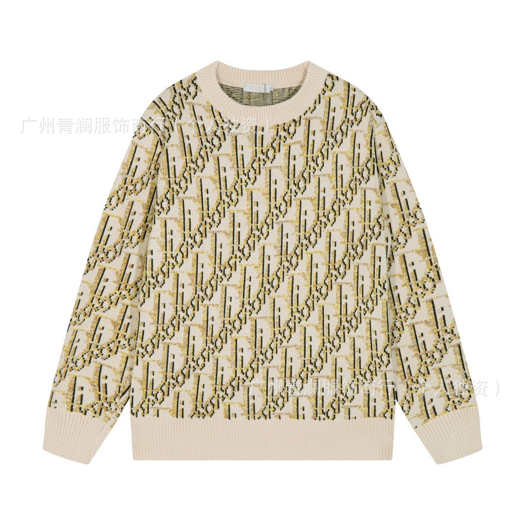 컬러 로고 자카드 울 니트 라운드 칼라의 캐주얼하고 루즈한 풀오버 긴팔 니트가 전품