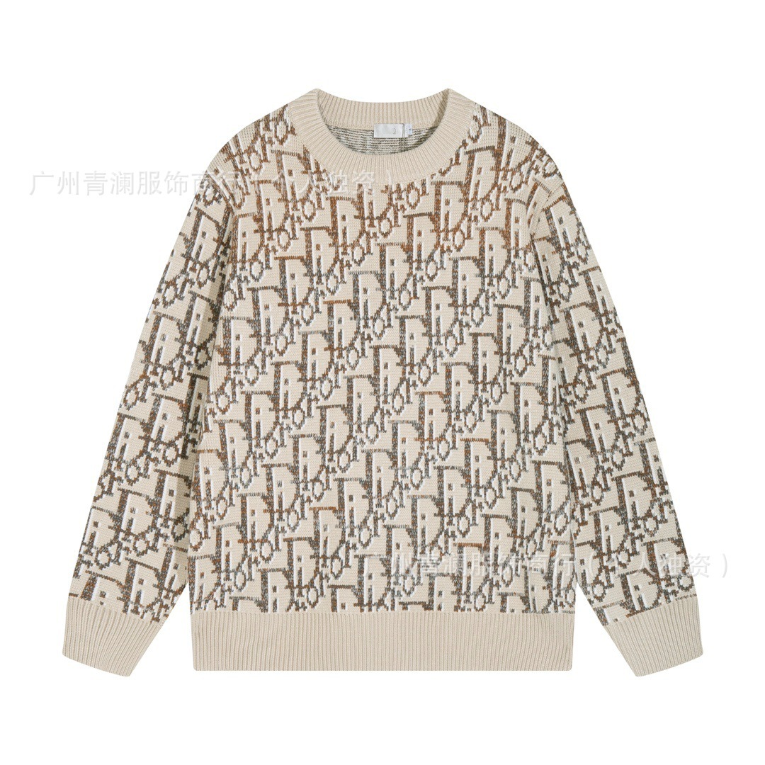 컬러 로고 자카드 울 니트 라운드 칼라의 캐주얼하고 루즈한 풀오버 긴팔 니트가 전품