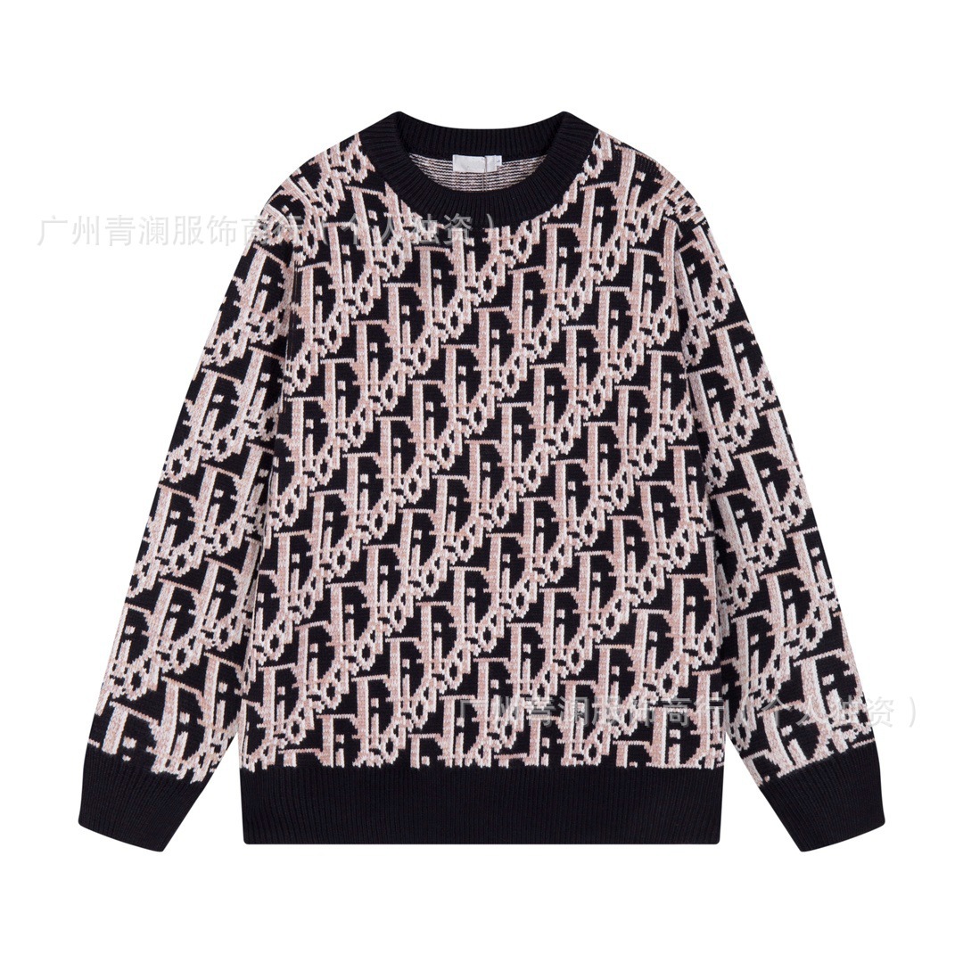 컬러 로고 자카드 울 니트 라운드 칼라의 캐주얼하고 루즈한 풀오버 긴팔 니트가 전품