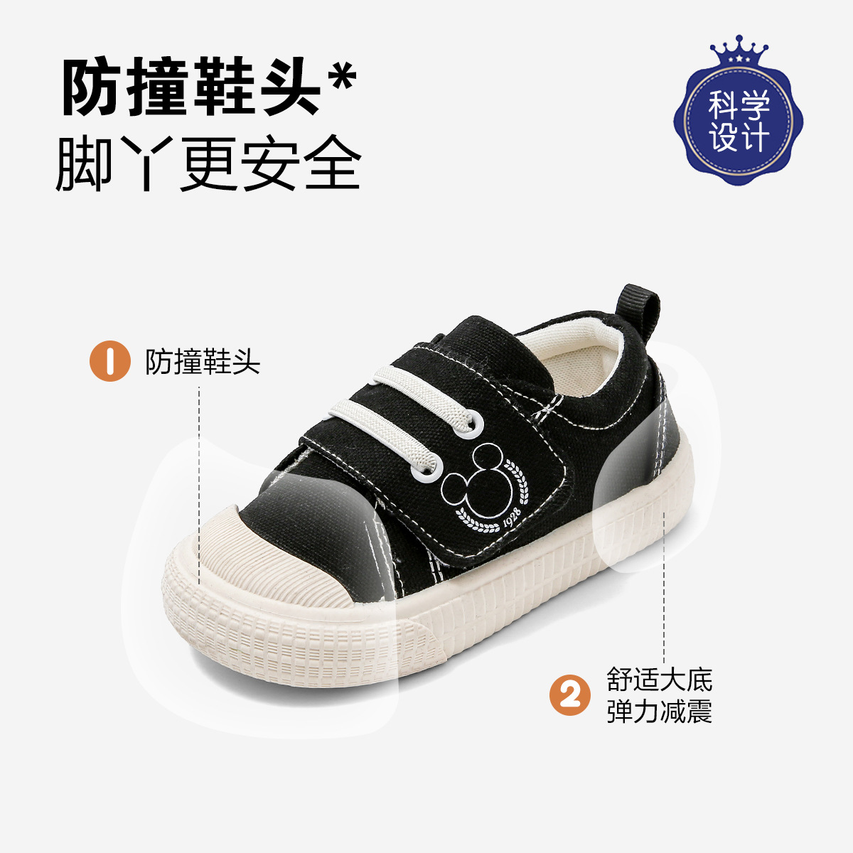 디즈니 베이비 캔버스 신발 유치원 실내화 편안한 조화에 미끄럼 방지, 통기성 아동화