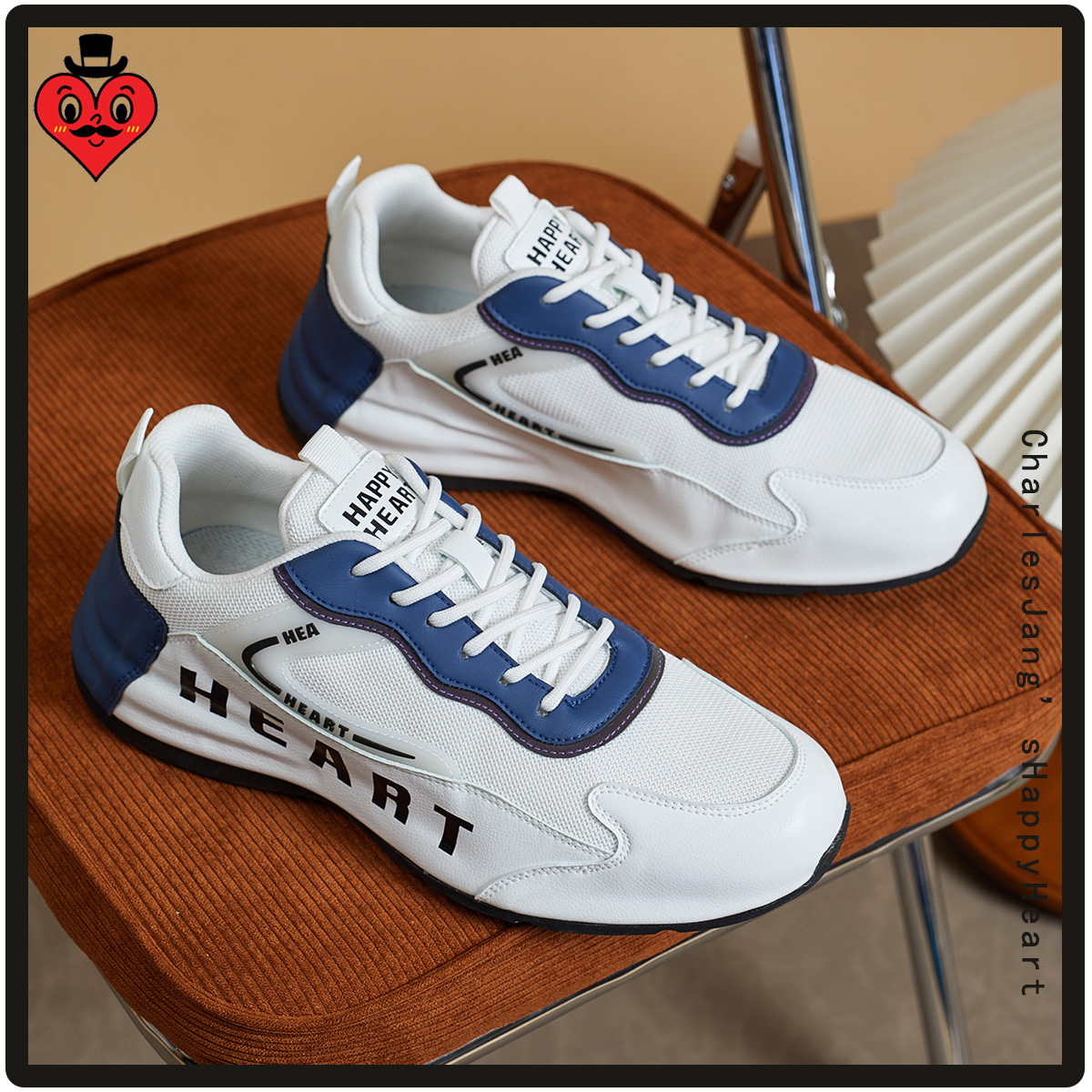 charles charles 하트 남성 패션 에어 스니커즈 남성화 로페 러닝화
