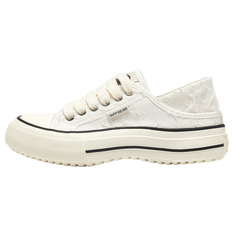 charles charles 복숭아구두 물결치는 캔버스 구두 여성용 작은 흰색 구두 심플한 스니커즈 슈즈 어디에나 걸칠 수 있다