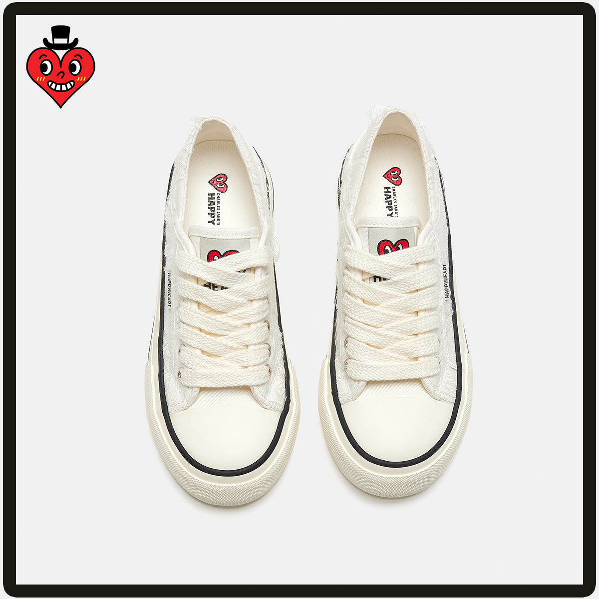 charles charles 복숭아구두 물결치는 캔버스 구두 여성용 작은 흰색 구두 심플한 스니커즈 슈즈 어디에나 걸칠 수 있다