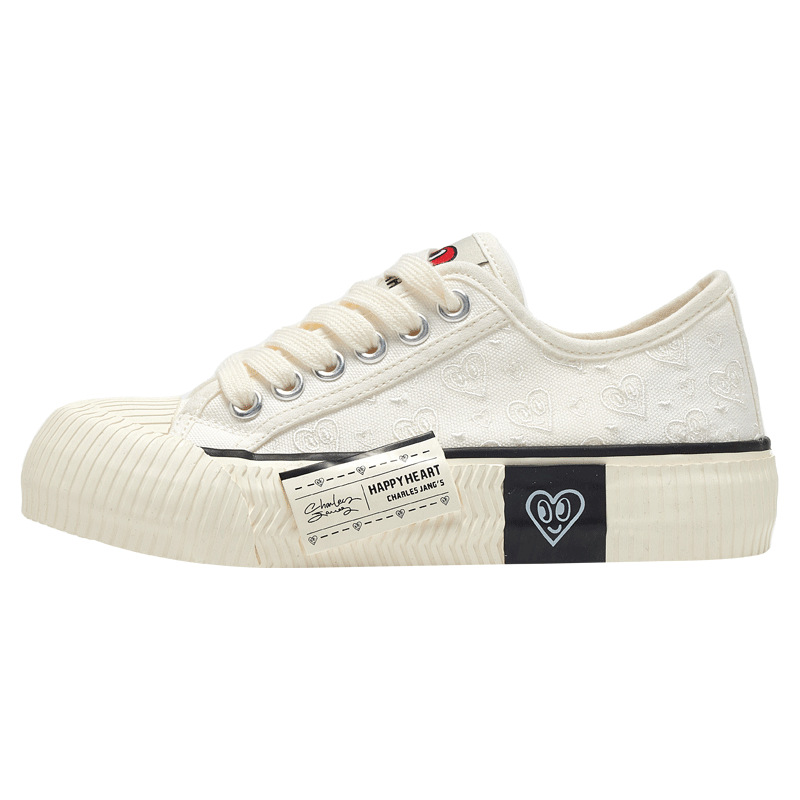 charles charles 도트 캔버스 여성화 낮은 굽의 흰 구두 샌들 멋진 여성용 스니커즈