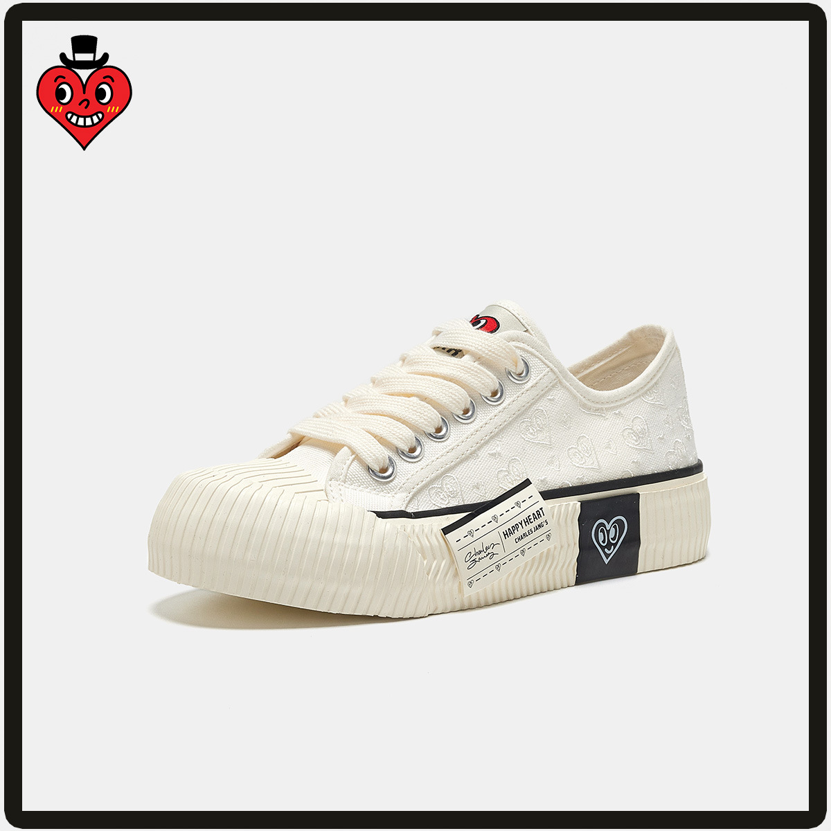 charles charles 도트 캔버스 여성화 낮은 굽의 흰 구두 샌들 멋진 여성용 스니커즈