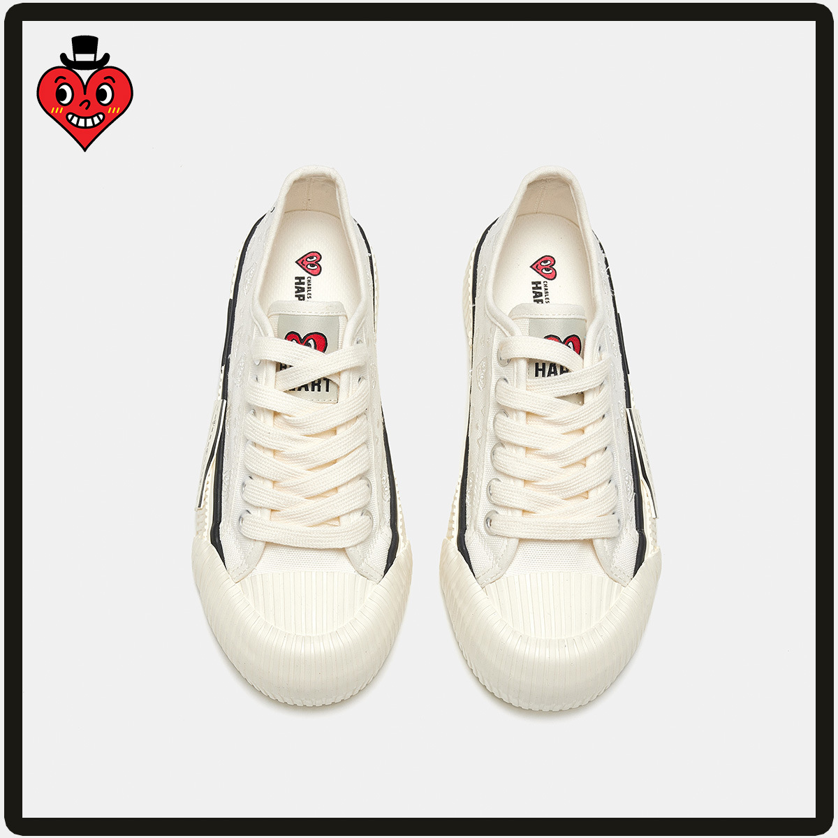 charles charles 도트 캔버스 여성화 낮은 굽의 흰 구두 샌들 멋진 여성용 스니커즈