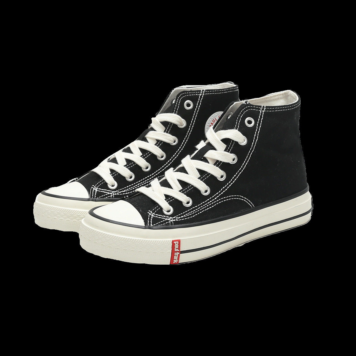 폴프랭크 원숭이 하이탑 스니커즈 여성용 블랙 스니커즈 어디에나 어울리는 세련된 봄여름 스니커즈