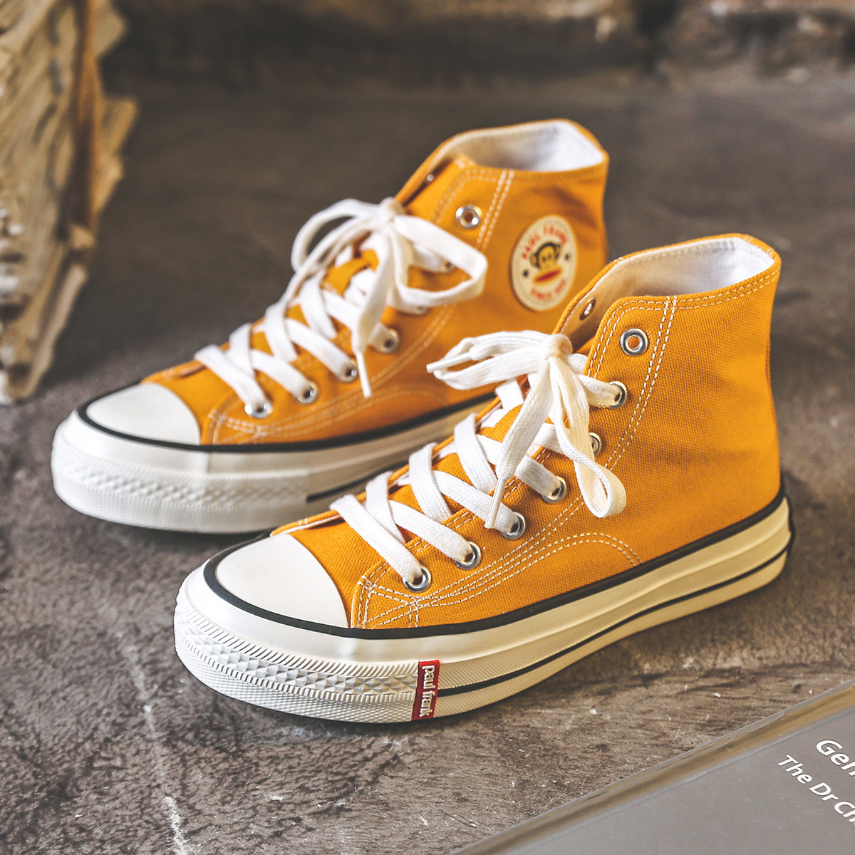 폴프랭크 원숭이 하이탑 스니커즈 여성용 블랙 스니커즈 어디에나 어울리는 세련된 봄여름 스니커즈