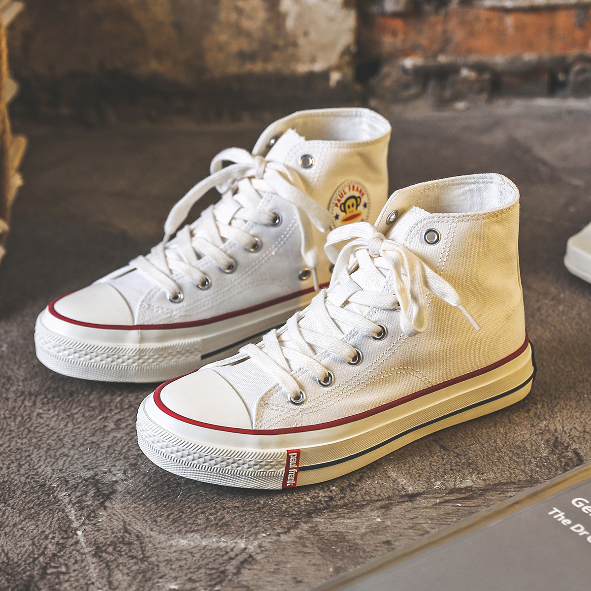 폴프랭크 원숭이 하이탑 스니커즈 여성용 블랙 스니커즈 어디에나 어울리는 세련된 봄여름 스니커즈