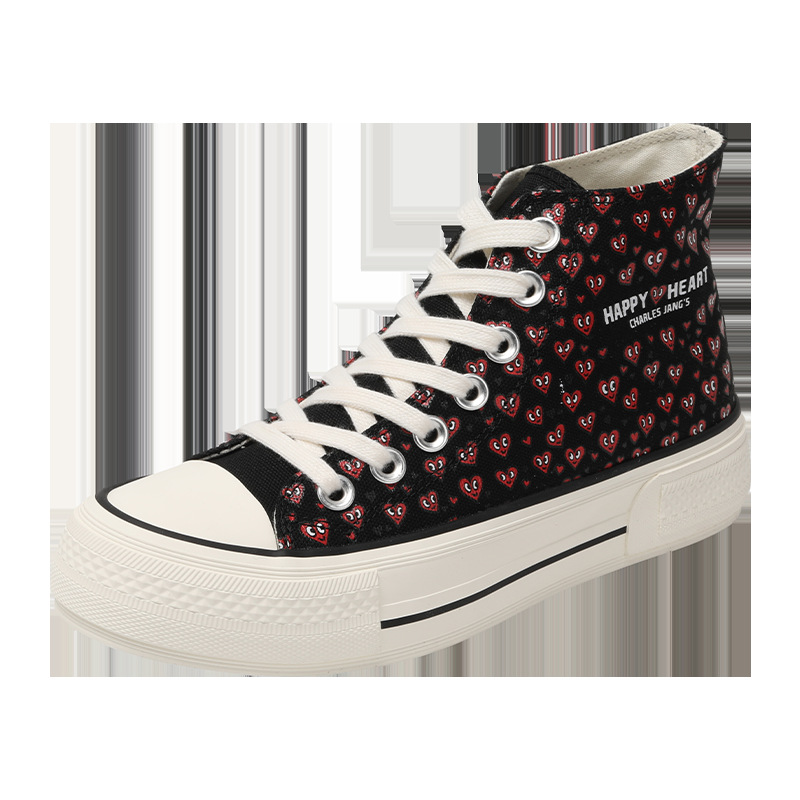charles charles 도트 블랙 화이트 캔버스 슈즈 편안한 여성용 패셔너블한 캐주얼화
