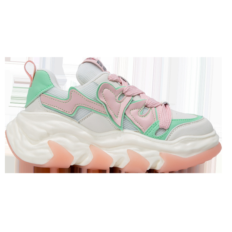 charles charles 도너츠 스니커즈 캐주얼하고 여성스러운 러닝용 키높이화