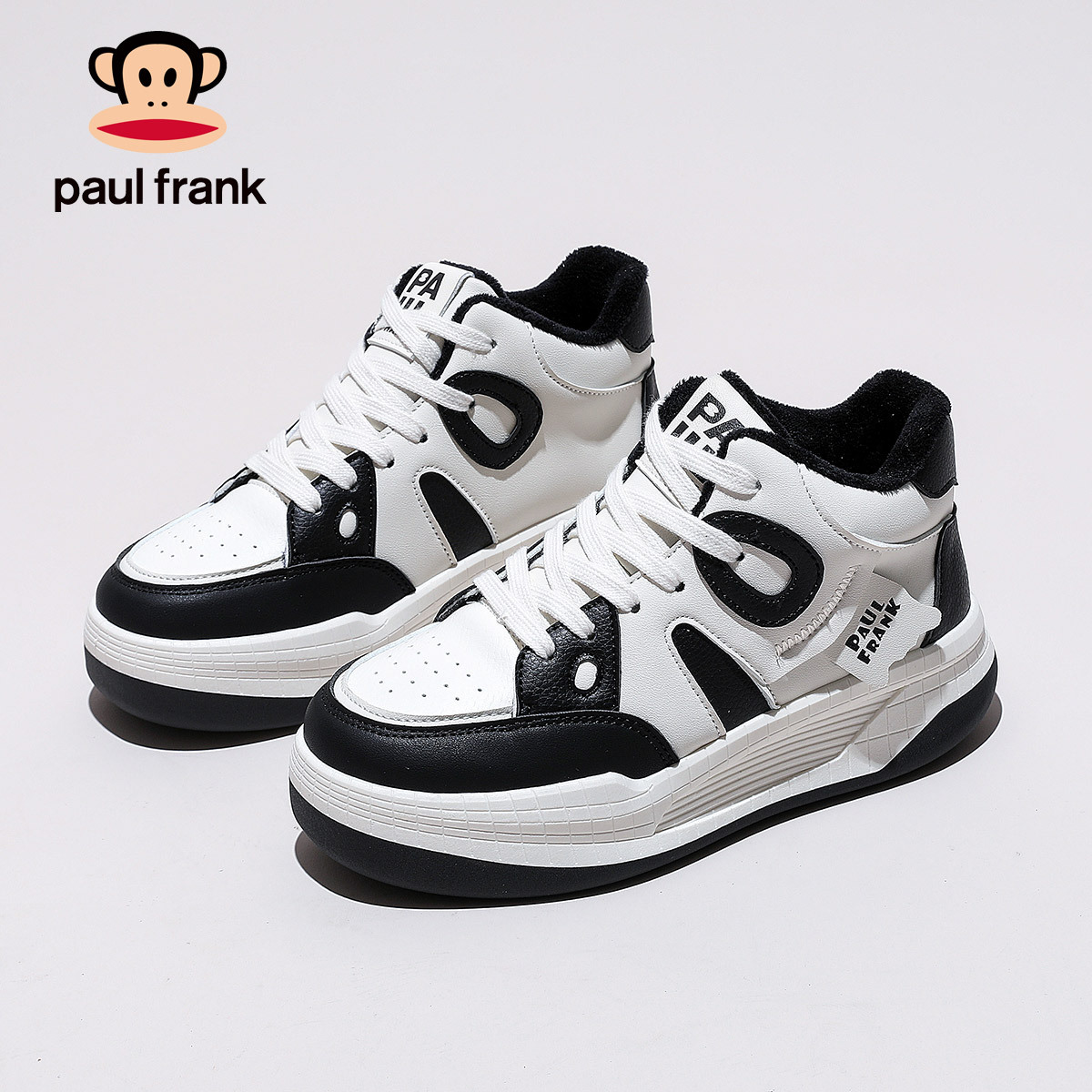 폴 프랭크 (paul frank) 원숭이 하이탑 남녀 구두 흑백 팬더 통굽 흰색 구두 모든 것을 ins 통기화