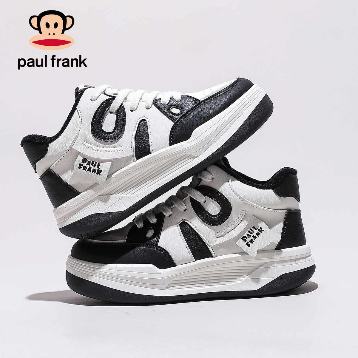 폴 프랭크 (paul frank) 원숭이 하이탑 남녀 구두 흑백 팬더 통굽 흰색 구두 모든 것을 ins 통기화