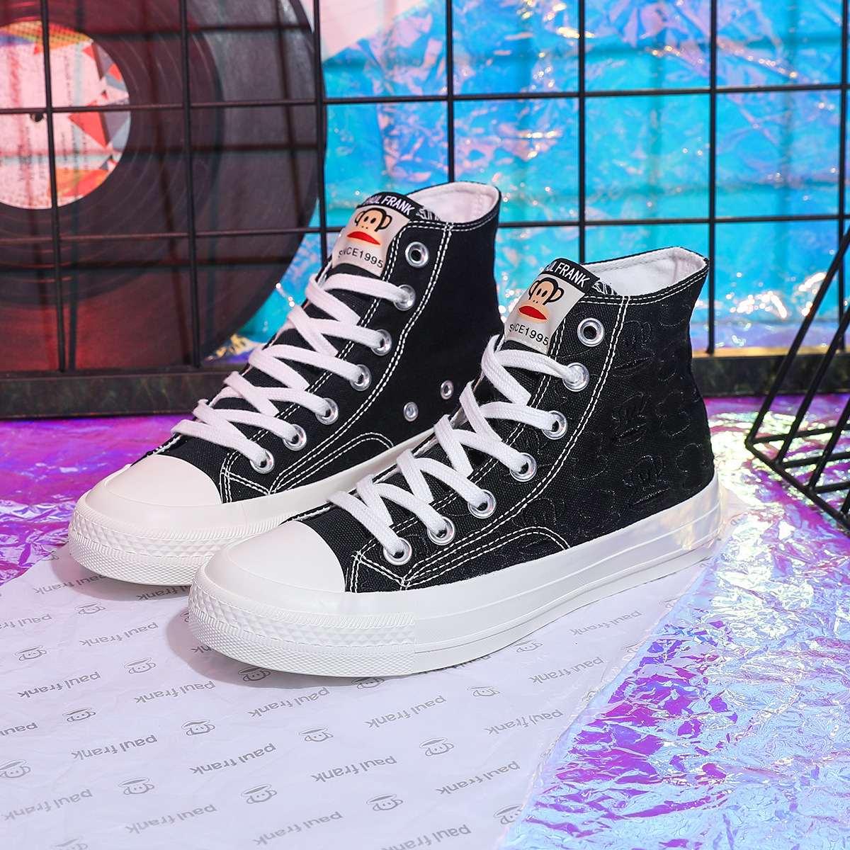 폴프랭크 몽키 슈즈 하이탑 캔버스 슈즈 캐주얼하고 편안한 여성용 스니커즈 여성용 단화